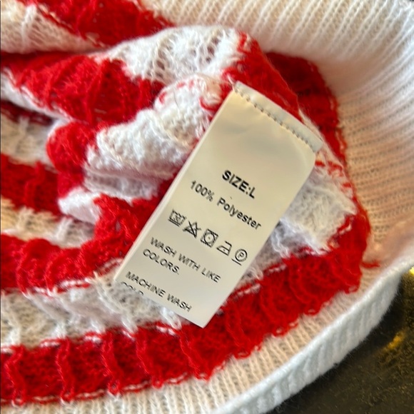 Blue and White Asymmetrical Ribbed Sleeveless Tank Top - Picture 3 of 3